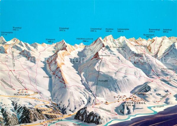 Obergurgl Soelden Tirol Übersichtskarte Skigebiet Ötztaler Alpe
