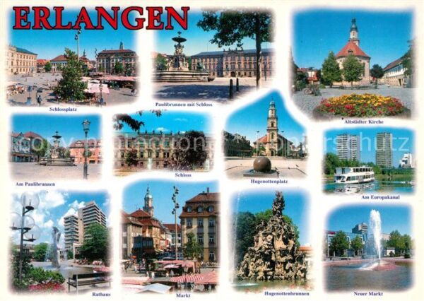 Erlangen Rathaus Markt Hugenottenplatz Paulibrun
