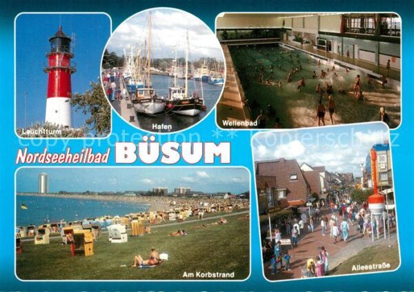 Buesum Nordseebad Leuchtturm Hafen Wellenbad Alleestrasse
