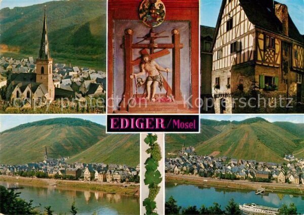 Ediger Mosel Panorama Moseltal Weinberge Kirche Inri