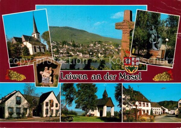 Leiwen Mosel Kirche Kreuz Brunnenfigur Strassenparti