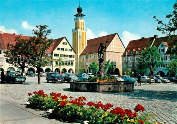 Freudenstadt Marktplatz mit Rathaus und Neptunbrunne