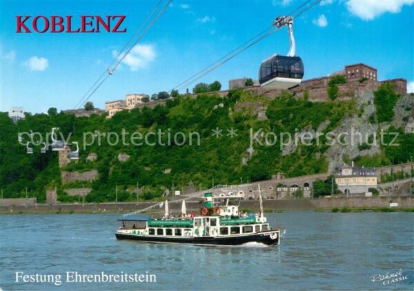 Koblenz Rhein Blick über den Rhein zur Festung Ehrenb