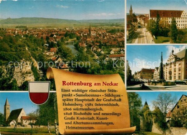 Rottenburg Neckar Stadtpanorama Innenstadt Brunnen Kirche