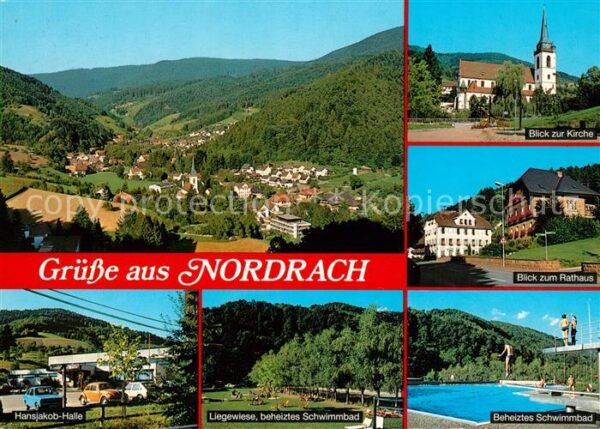 Nordrach Ortsmotive mit Kirche Rathaus Hansjakob