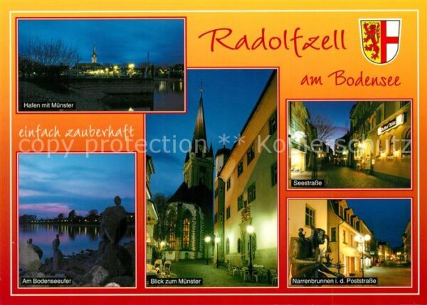 Radolfzell Bodensee Hafen mit Münster Bodenseeufer Seestras