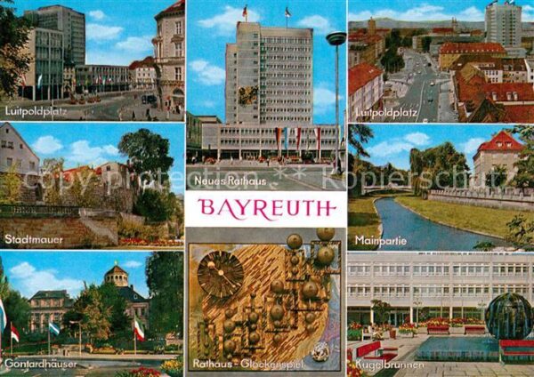 Bayreuth Luitpoldplatz Neues Rathaus Stadtmauer
