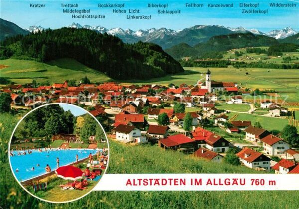 Altstaedten Allgaeu Panorama Schwimmbad Bergkette