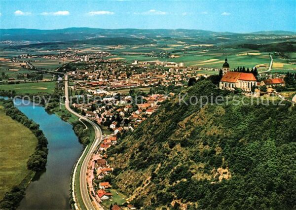 Bogen Niederbayern Fliegeraufnahme Wallfahrtskirche Bogenb