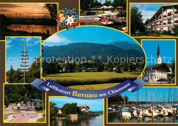 Bernau Chiemsee Minigolf Hafen Maibaum Kirche Abendstim