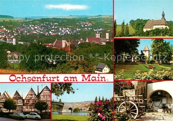 Ochsenfurt Panorama Kirche Fachwerkhäuser Mainbrüc