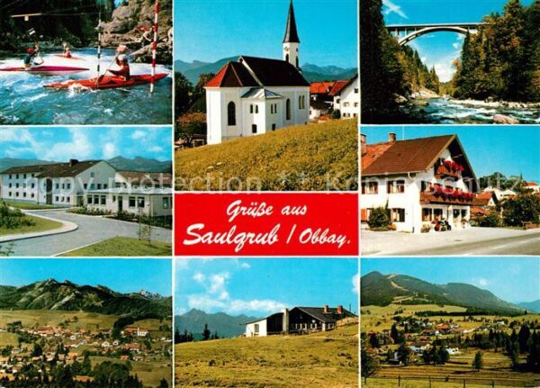 Saulgrub Ammerbrücke Kirche Panorama Kajak