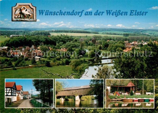 Wuenschendorf Elster Panorama Hafen Holzbrücke