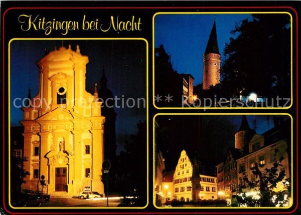 Kitzingen Main Nachtaufnahme Stadtpfarrkirche