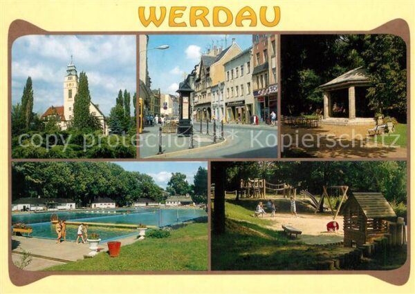 Werdau Sachsen Schwimmbad Annoncenuhr Pavillon An den