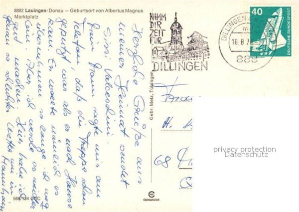 Lauingen Donau Marktplatz Denkmal Schimmelturm Geburts – Bild 2