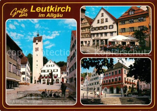 Leutkirch Platz Brunnen Turm Altstadt Strassencaf