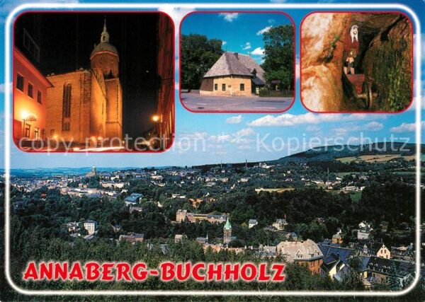 Annaberg-Buchholz Erzgebirge Teilansicht mit Pöhlberg St Annenkirche
