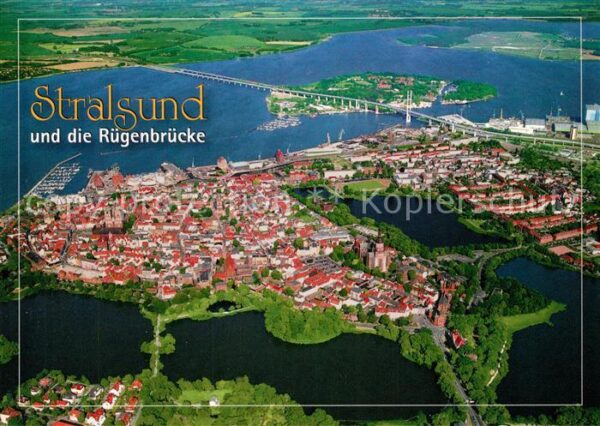 Stralsund Mecklenburg Vorpommern Fliegeraufnahme Rügenbrücke