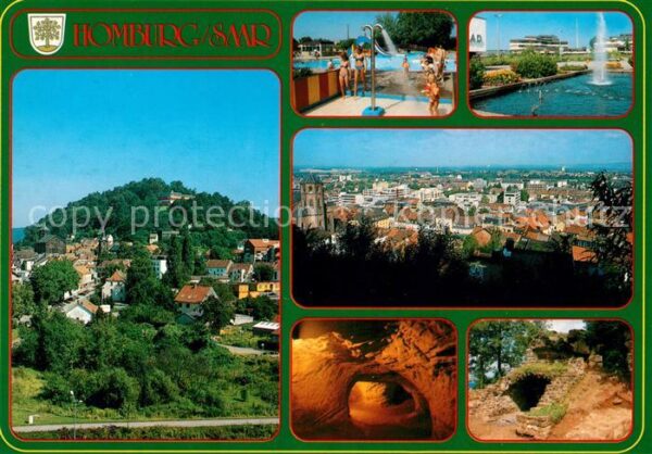 Homburg Saar Panorama Schwimmbad Wasserfontäne Ruine