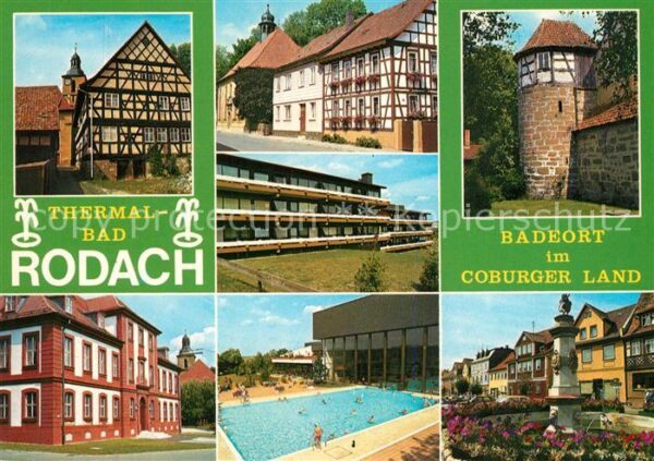 Rodach Coburg Fachwerkhäuser Schwimmbad Brunnen Stadt