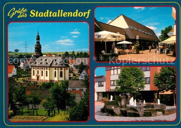 Stadtallendorf Kirche Innenstadt Fussgängerzone Brunne