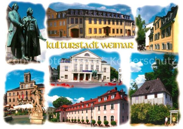Weimar Thueringen Goethe Schiller Denkmal Rathaus Nationa