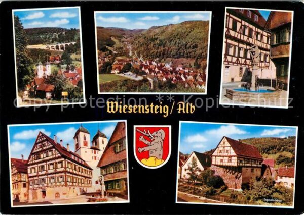 Wiesensteig Ortsansicht mit Kirche Viadukt Jugendhe