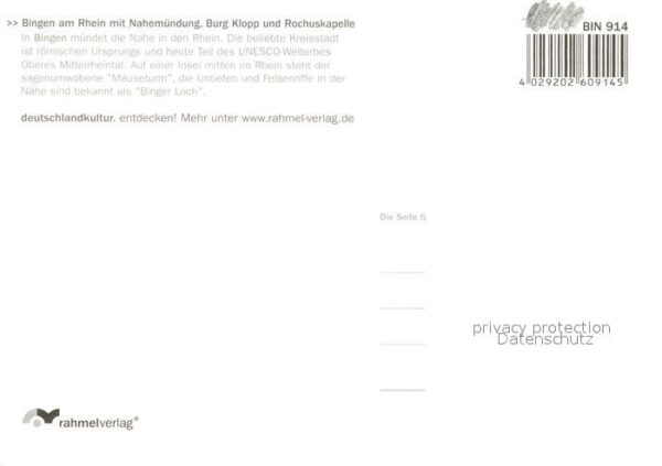 Bingen Rhein Burg Klopp Torbogen Rochuskapelle Panor – Bild 2