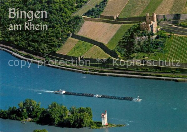 Bingen Rhein Mäuseturm Ruine Ehrenfels Frachtkahn Fl