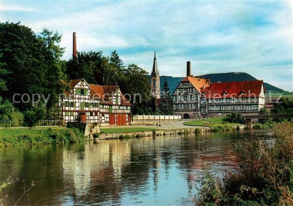 Wanfried Uferpartie an der Werra Fachwerkhäuser