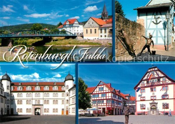 Rotenburg Fulda Uferpartie am Fluss Skulptur Landgrafen