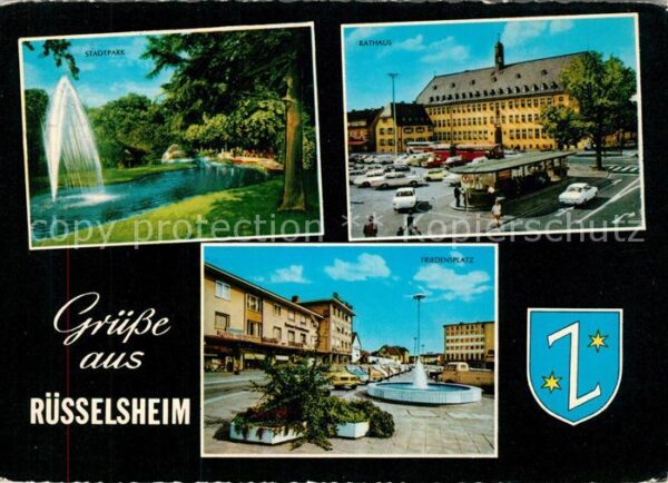 Ruesselsheim Main Stadtpark Fontäne Rathaus Friedensplatz