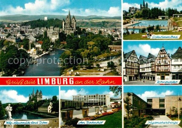 Limburg Lahn Stadtbild mit Dom Fliegeraufnahme Schwi