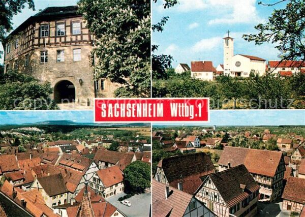 Sachsenheim Wuerttemberg Schloss Rathaus Kirche Stadtpanorama Bl