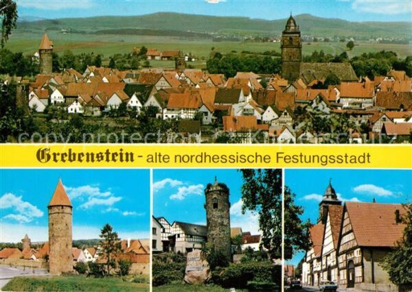 Grebenstein Ortsansicht mit Kirche Turm Fachwerkhäu