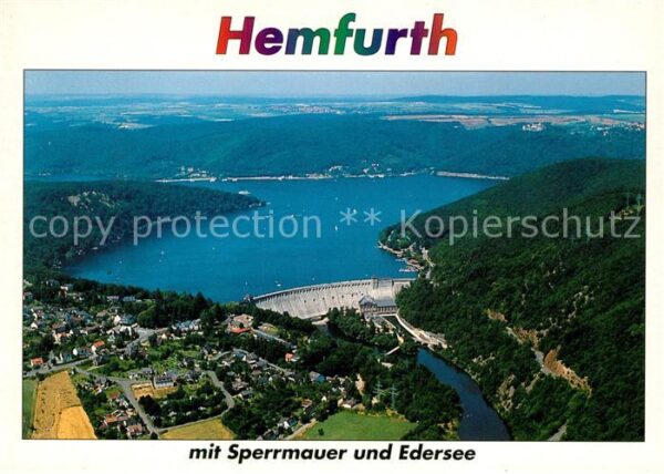 Hemfurth-Edersee Edertalsperre mit Sperrmauer und Ederse