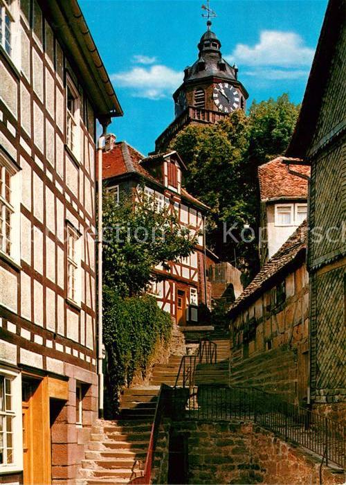 Kirchhain Hessen Aufgang zur Kirche Altstadt Fachwerkhäu
