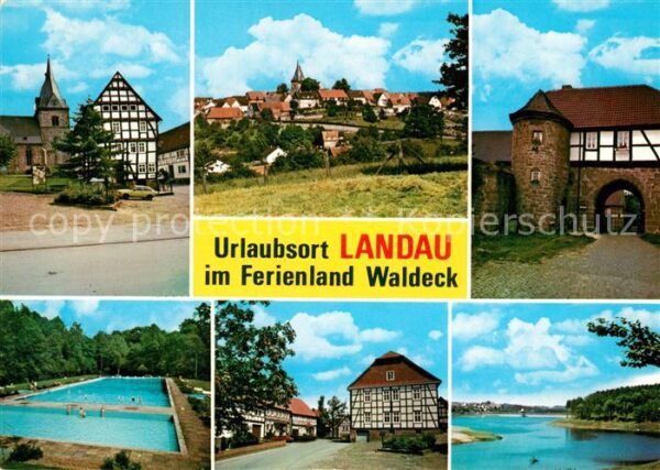Landau Waldeck Teilansichten Fachwerkhaus Freibad Eder