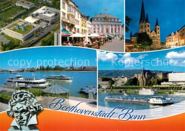 Bonn Rhein Marktplatz Strassencafes Rathaus Kirche