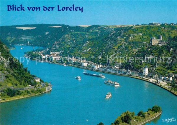 St Goarshausen Panorama Blick von der Lorely Burg Katz