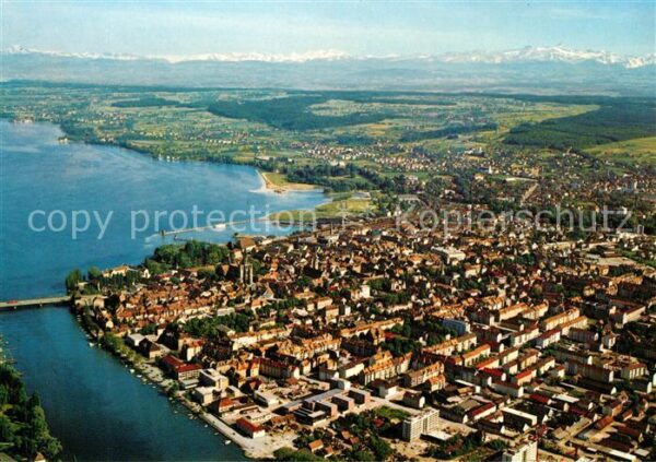 Konstanz Bodensee Altstadt Rhein Alpenkette Fliegeraufnah