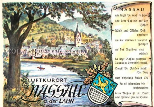 Nassau Lahn Perle im Lahntal Künstlerkarte Gedicht