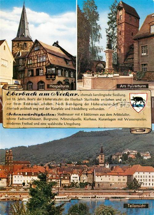 Eberbach Neckar Haspelturm Pulverturm Brunnen Blick übe