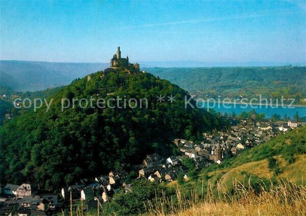 Braubach Rhein Panorama Blick auf die Marksburg