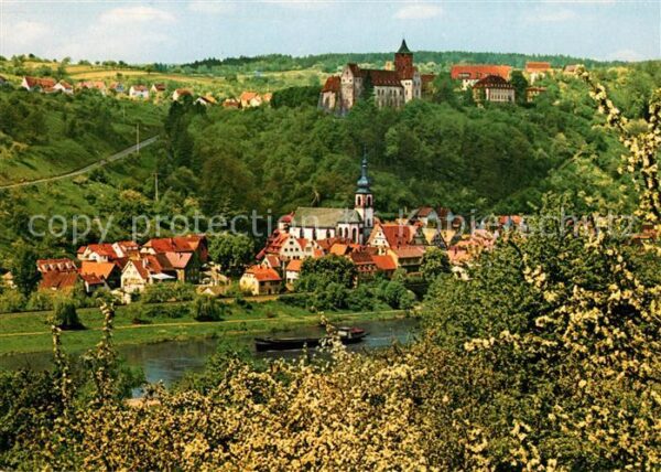 Rothenfels Unterfranken Panorama Blick über den Main zur Burg
