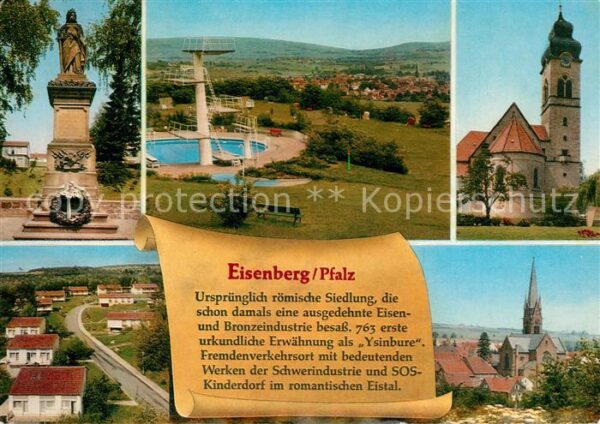 Eisenberg Pfalz Denkmal Freibad Ortsansicht mit Kirche