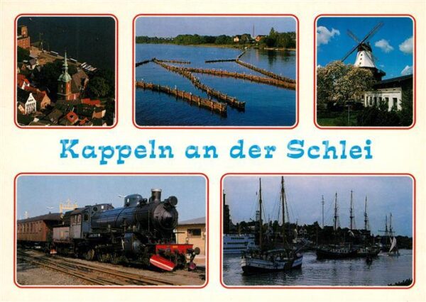Kappeln Schlei Panorama Mühle Eisenbahn Segelschiffe