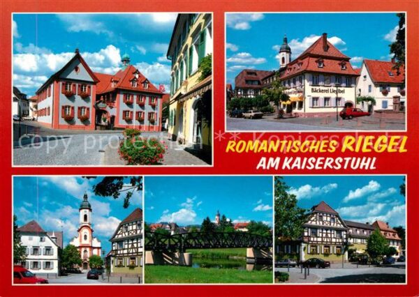 Riegel Kaiserstuhl Ortsmotive Kirche Bäckerei Brücke