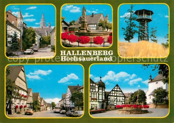 Hallenberg Ortsmotive Brunnen Aussichtsturm Fachwe